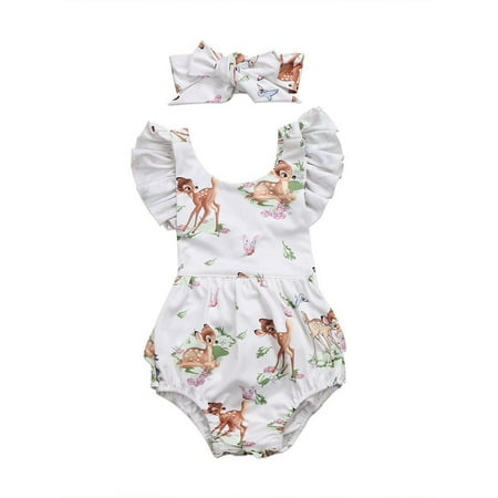 

Gwiyeopda Toddler Infant Baby Girls Animal Print Romper Bodysuit Jumpsuit Clothes Outfits