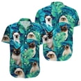 thumbnail image 3 of Camisa de manga corta con botones para hombre, informal, de verano, con estampado 3D, divertida, de gato y animal, estilo hawaiano, para playa, regalos de cumpleaños, 3 of 4
