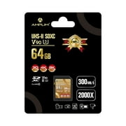Amplim 64GB SDXC SD Card, UHS-II V90 300MB/s (2000X) UHSII U3 Extreme High Speed 64 GB SD XC Memory