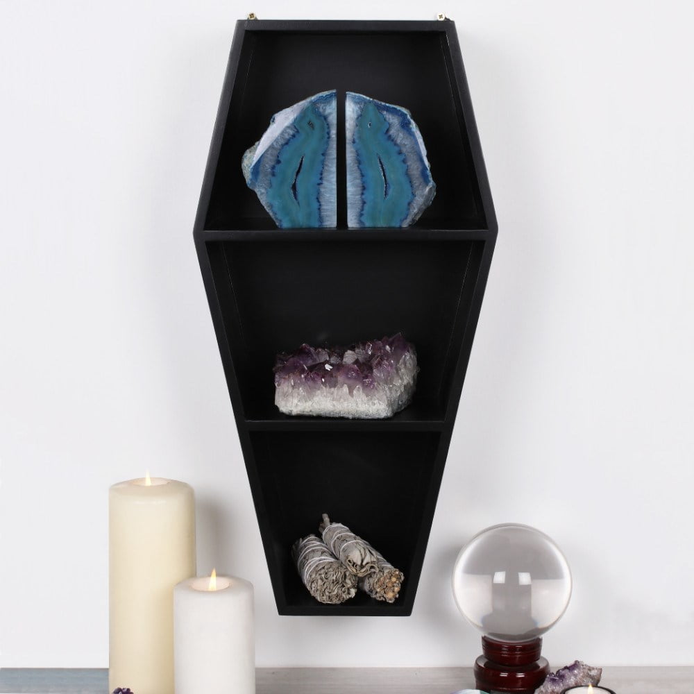 Ebros Gift 4.75” x 19.5” Black Coffin Floating Shelf