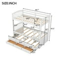 Euroco Twin Over Twin Wood Bunk Bed with Trundle and Drawers, White