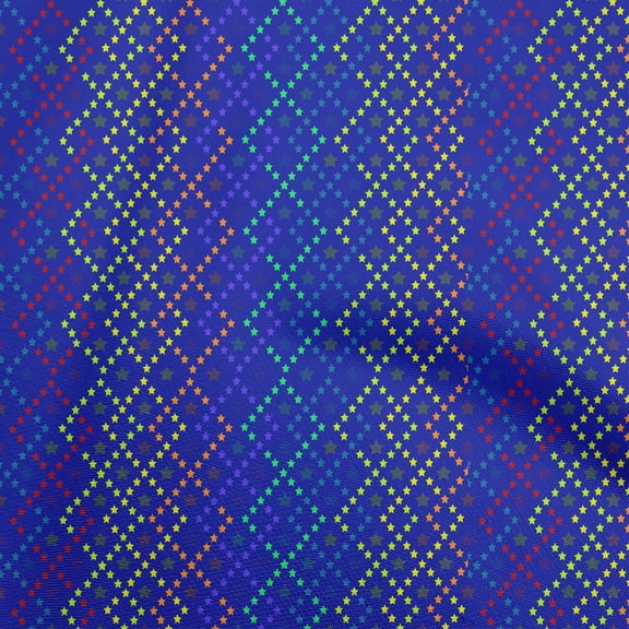 oneOone Polyester Spandex Blue Fabric Dot Dress Material Fabric Print Fabric By The Yard 56 Inch Wide