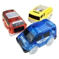 thumbnail image 1 of Langgg 3 pcs/set Track Car Includes Red Bus Blue Police and Yellow Truck Cars with 5 LED Lights, 1 of 6