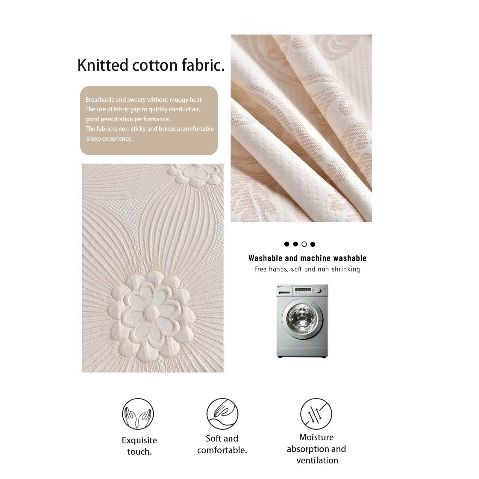 Taicans Stone-Washed Bedspreads Ultra-Soft Microfiber Modern Style Quilted Flower Pattern Bedspread Quit,Summer Quilt Lightweight Microfiber Bedspread Queen Size 87"x71" Beige