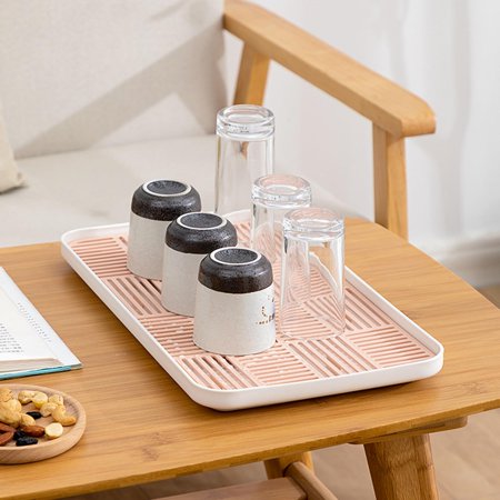 Kitchen Sink Side Draining Board Coffee Tray Sponges, Dispensers Serving Tray Organizer Practical Convenient Detachable Skid Pink Size L