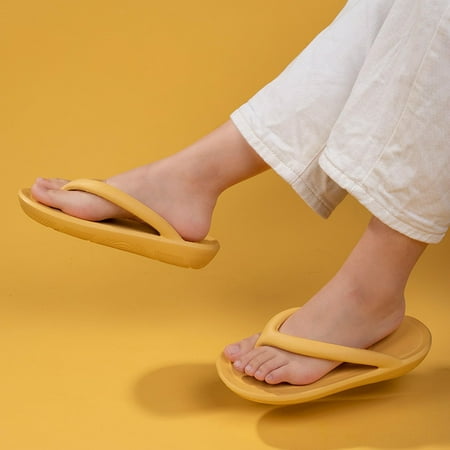 

AXXD Sandals Women Summer Flip-flops Solid Color Beach Shoes Outdoor Couple Home Slippers(38 Yellow)