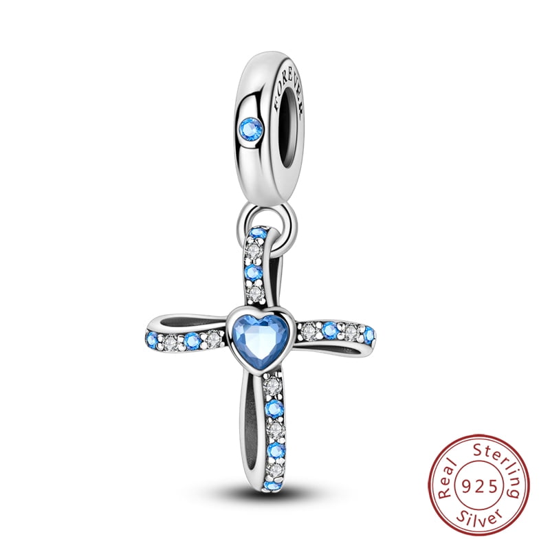 925 Sterling Silver Nossa Senhora Aparecida Dangle Charm with Zircon - Fits DIY Bracelets for Women