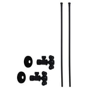 Westbrass 5/8" x 3/8" OD x 20" Bullnose Faucet Supply Kit with Cross Handle Angle Valve, Matte Black