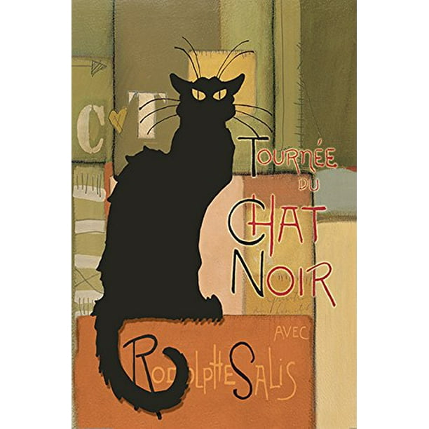 Abstract Chat Noir Black Cat Giclee Edition 24x36 Art Print Poster Vintage Black Cat Pod Walmart Com Walmart Com