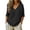 Black, variant on Cotton Linen Shirts Tops for Women Shirts for Women Button Down V Neck 3/4 Sleeve Casual Henley Blouse Summer Top Gauze Blend Clothing,Blue,XXXL