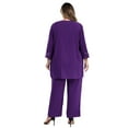 thumbnail image 2 of YONGHS Women's 3 Pieces Mother of The Bride Dress Pant Suits Chiffon Plus Size Formal Evening Party Outfit Purple 4XL, 2 of 5