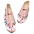 thumbnail image 3 of TJ Global Women's Traditional Chinese Flower Embroidery Flats - Totem Style Loafers Comfortable Round Toe Ballet, Cheongsam (Pink, Size 7), 3 of 3
