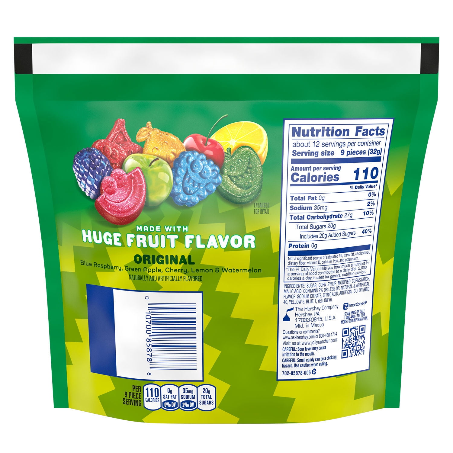 Jolly Rancher Sour Gummies Assorted Fruit Flavored Candy, Resealable Bag 13 oz (Pack of 6)