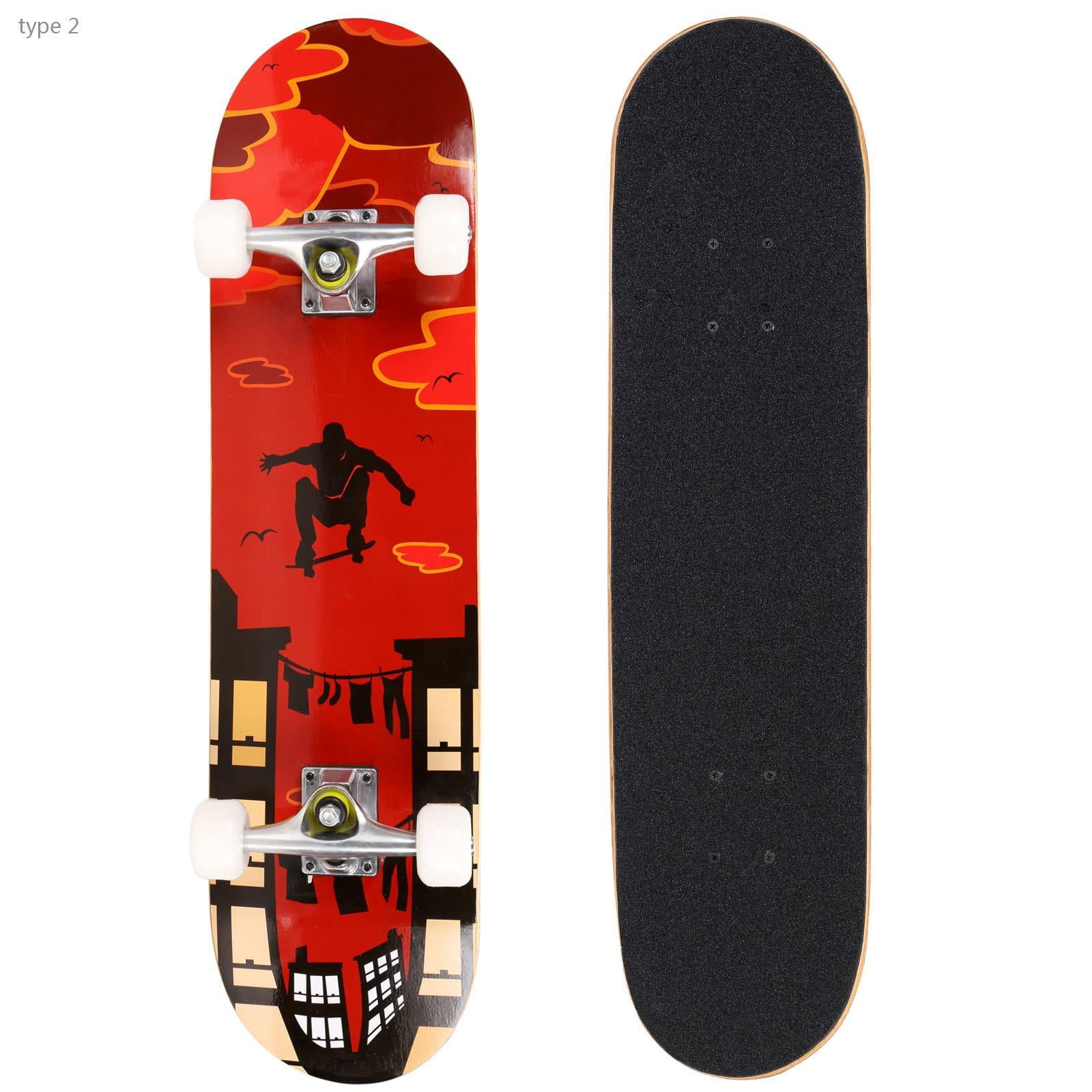 Elecmall 31&quot; PU wheels Longboard Complete Deck Skateboard,PRO Print Wood board Elec