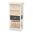 thumbnail image 1 of Baxton Studio Adonis Multi-Colored Wood 3-Drawer Storage Unit with Basket, 1 of 10