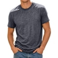 thumbnail image 4 of KHONTS Men's Shirts Short Sleeve T-Shirt Casual Crew Neck Plain Tee Soft Moisture Wicking Basic Tee Shirts Dark Gray S, 4 of 4