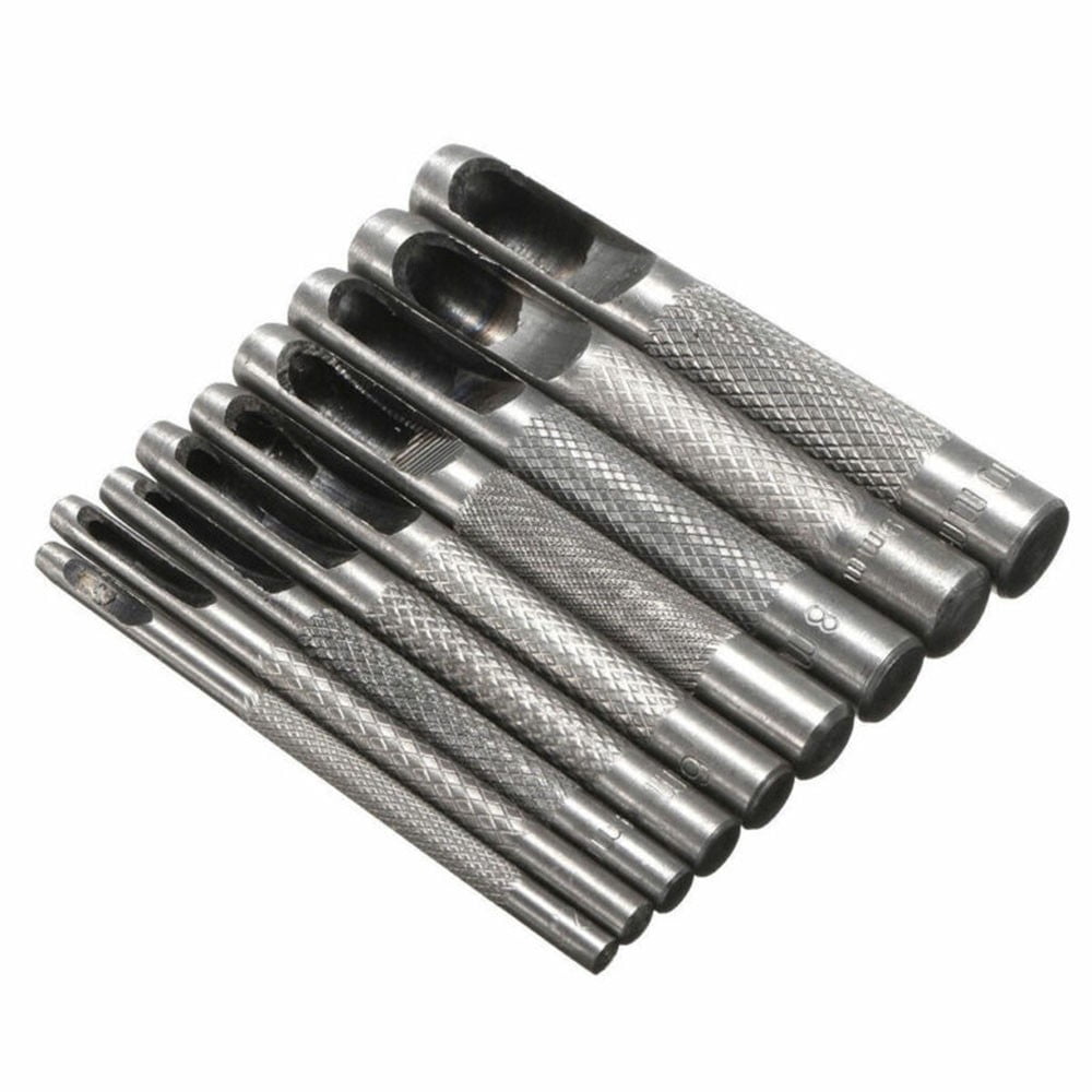 9pcs Heavy-Duty Hollow Leather Hole Gasket Punch Set Cutter Belt Wad Puncher Kit