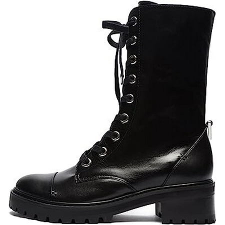 

Schutz Maurissa Black Lace Up Side Zipper Rounded Toe Ankle Combat Boots (Black 8.5)
