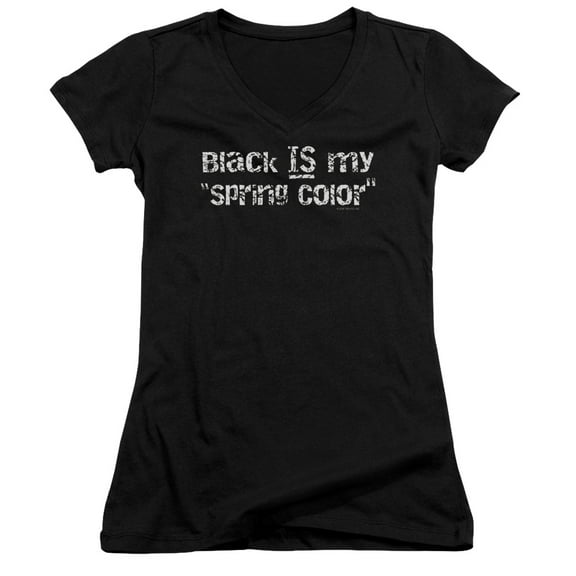 - Black Spring Color - Juniors Cap Sleeve V-Neck Shirt - X-Large