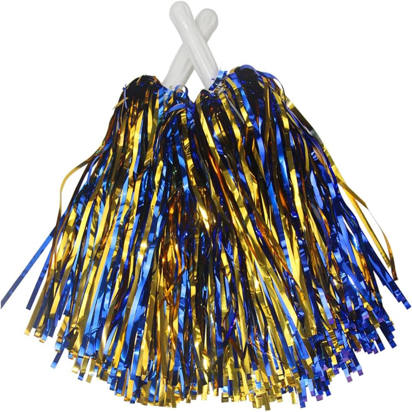 12-Pack Cheerleading Pom Poms, Metallic  Pom Poms Bulk with Handles, Plastic Sports Pom Poms for Cheerleading, Dance & Parties
