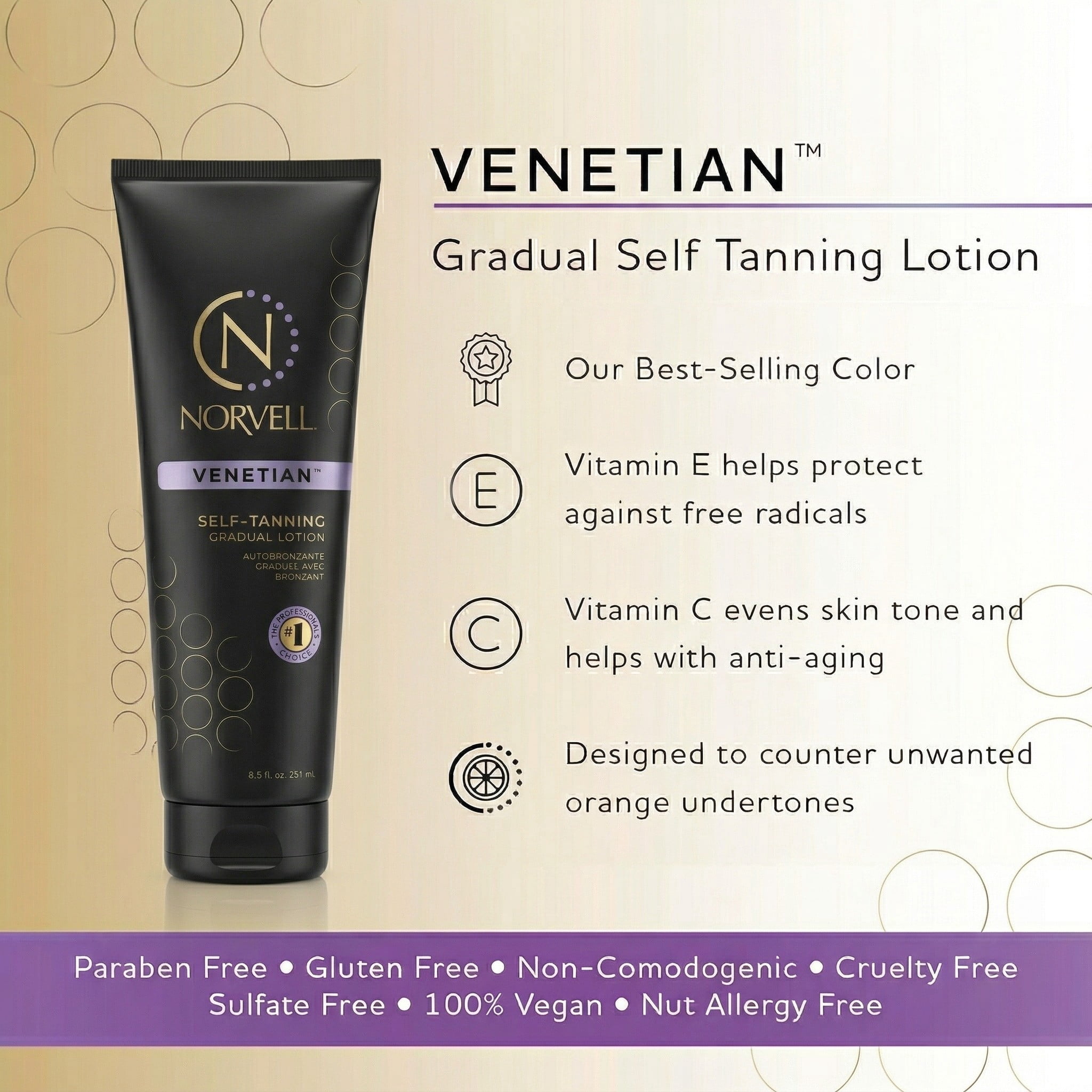 Norvell Venetian Sunless Tanning Color Extender Moisturizing Lotion, 8.5 oz
