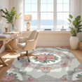 thumbnail image 3 of Design&I 9'x12' Washable Area Rug Giant Skid-Resistant Pink Blush Coquette Roses Sage Leaves Mirrored Symmetry Vintage for Great Room, Large Living, 3 of 7