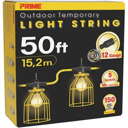 Prime 12/3 Temporary Light String With Metal Cages