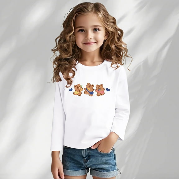 Lopecy-Sta Soft & Cozy Girls' Long Sleeve T-Shirt - Round Neck Pullover Top for Spring/Fall/Winter, Casual & Layering, 1-2 Years