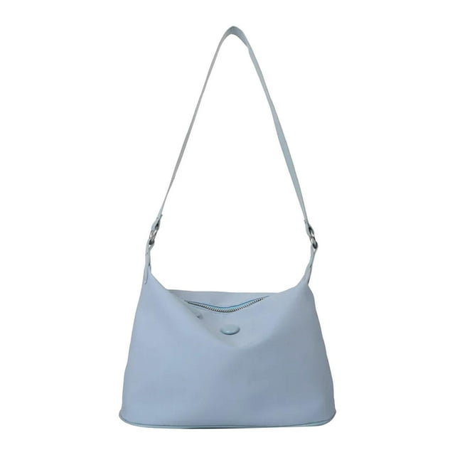 Bolso de hombro para mujer, bolso de hombro de nailon con cremallera, bolso de señora Azul