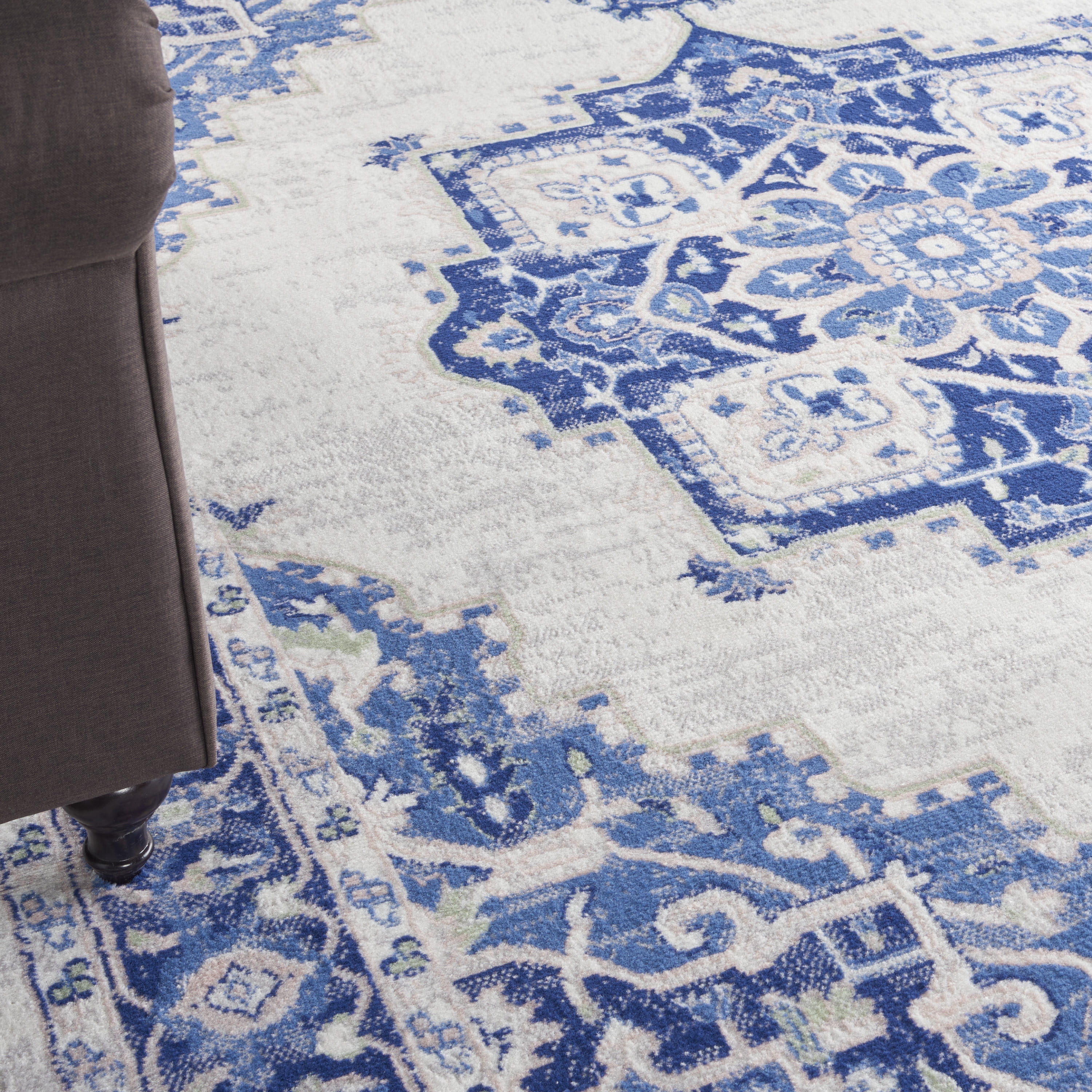 Nourison Whimsicle Persian Farmhouse Ivory Blue 8' x 10' Area Rug, (8' x 10')