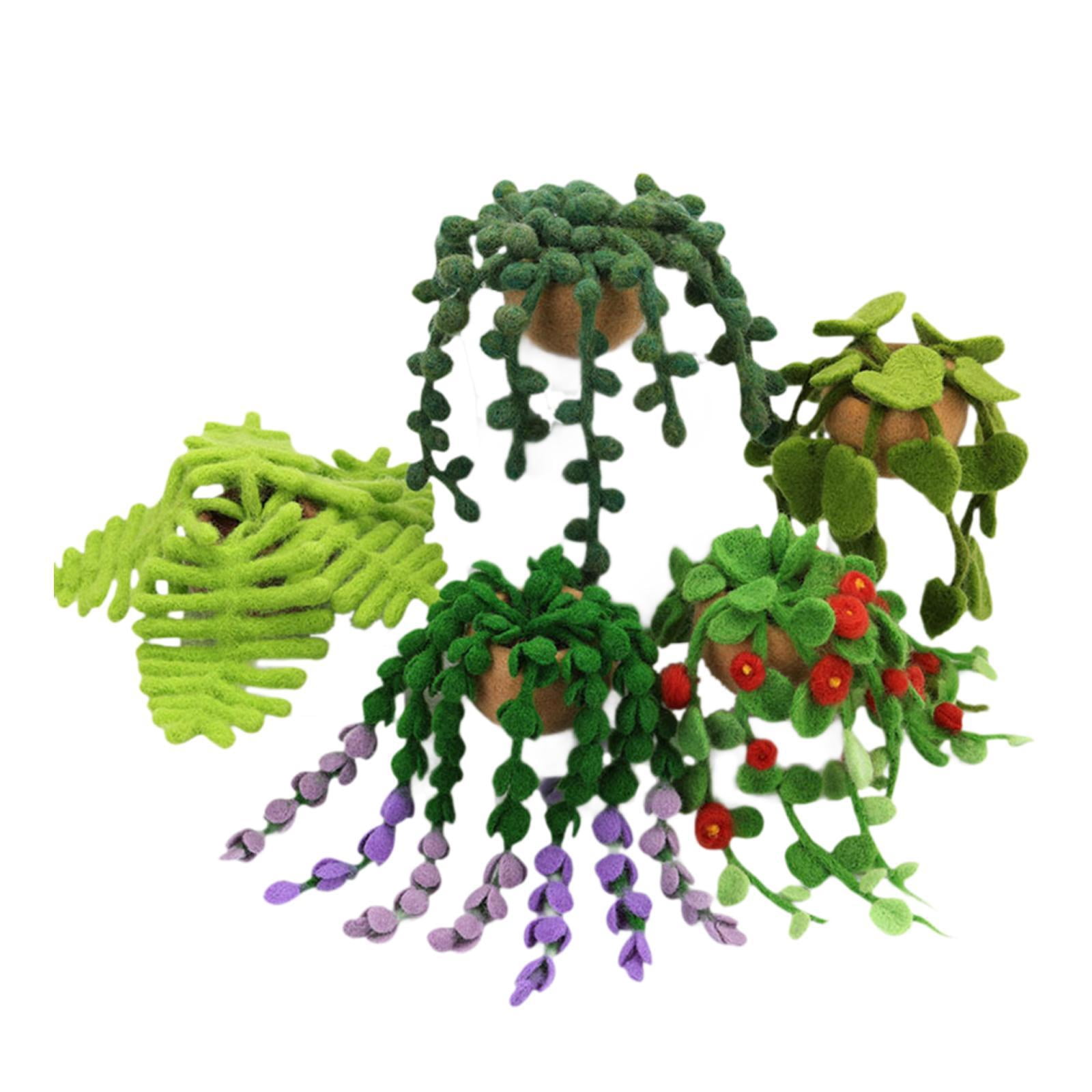 GUOOL Hanging Plants Wool Felt DIY Set, Potted Plants Decoration, Needle Felting Set, DIY Hanging Plants Wool Felt Set for Festivals