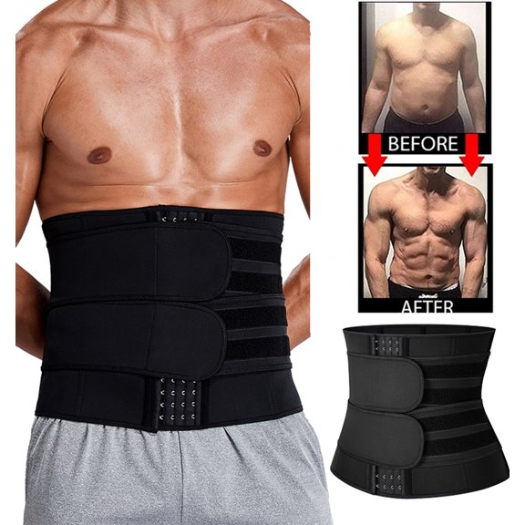 SHAPERIN Men Neoprene Waist Trainer Sweat Trimmer Belt Slimming Sheath Belly Shaping Steel Boned Body Shaper Shapewear Suana Suits