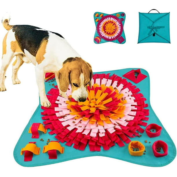 Tapete para olfatear perros, tapete para alimentar perros, juego interactivo para el aburrimiento, juguetes de rompecabezas para fomentar las habilidades naturales de búsqueda de alimento (71*71) BRI Rojo Verde