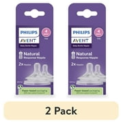 (2 pack) Philips Avent Natural Response Nipples, Fast Flow (Flow 4), 2-Pack, SCY964/02