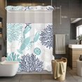 thumbnail image 5 of No Hook Shower Curtains with Snap-in Liner Set, Turquoise Coastal Waterproof Hotel Style Bathroom Shower Curtain, Summer Lobster Coral Nautical Breathable Mesh Top Window Bath Curtains 60''x72'', 5 of 9