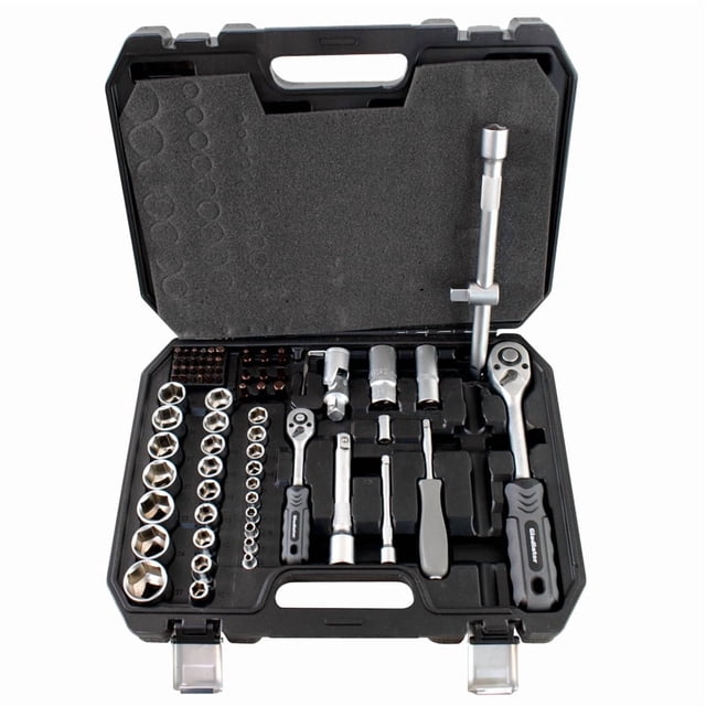 Juego Herramientas 73 Pzas 1/2" y 1/4" Dados Matracas