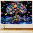 thumbnail image 3 of Blacklight Tree of life Tapestry, Glow In The Dark Tree UV Reactive Wall Hanging Tapestries Home Decor, Fantasy Forest Aesthetic Plant for Bedroom Living Room Dorm Wall Art Tapestry 60X40IN, 3 of 6