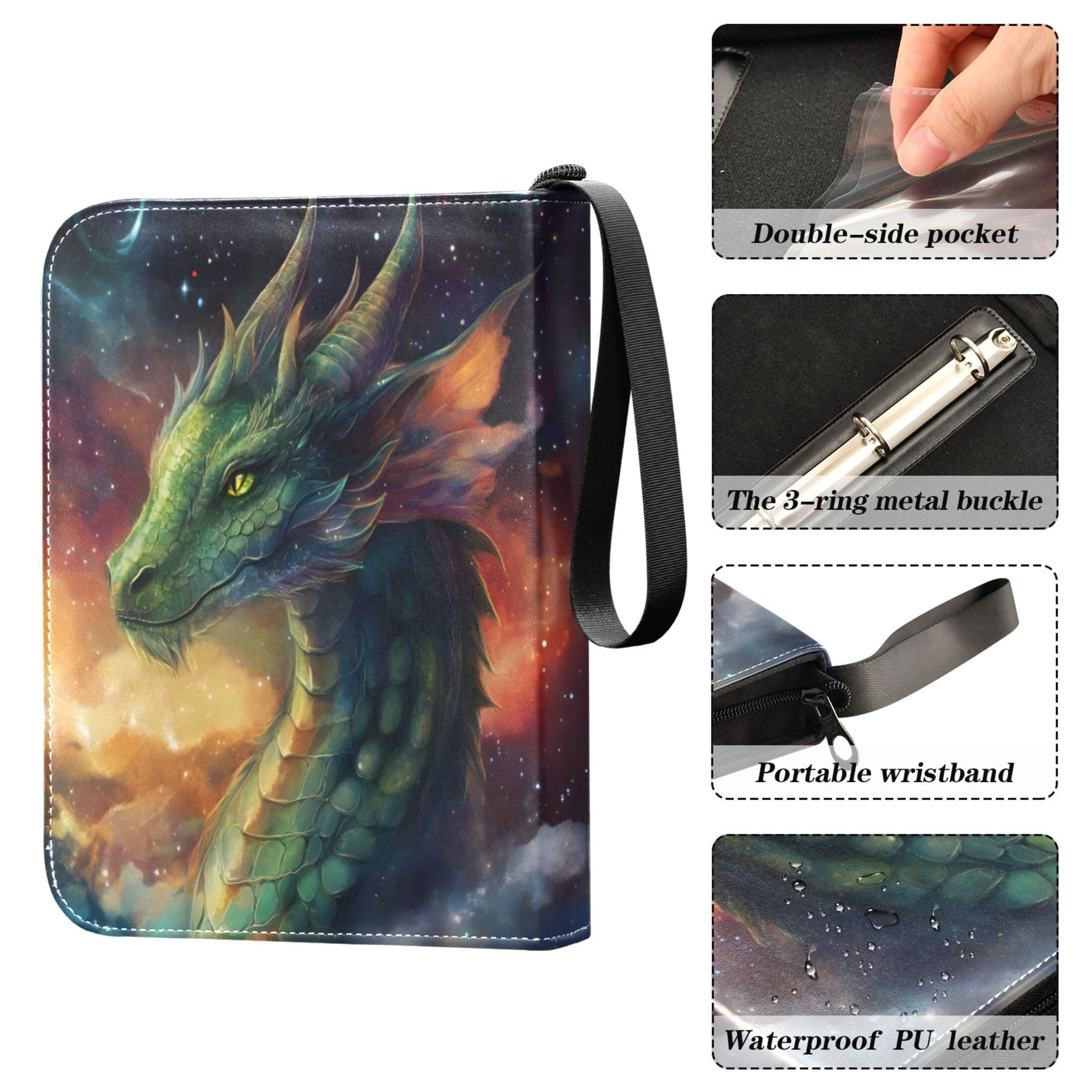 ALAZA Dragon at Starry Trading Card Binder 4 Pocket Cards Collection Album 400 Folder Holder