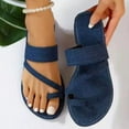 thumbnail image 2 of JeashCHAT Slip On Slide Sandals for Women New Summer Flat Bottomed Women's Shoes, Beach Sandals, Casual Outerwear Slippers (Dark Blue), 2 of 4