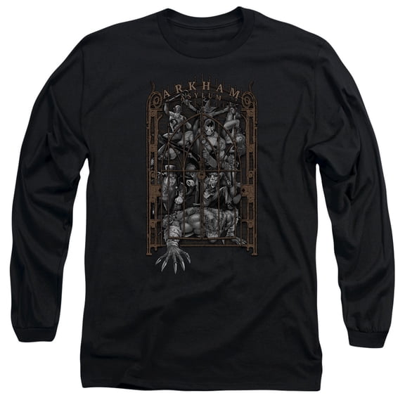 Batman Arkhams Gate Long Sleeve Adult 18/1 T-Shirt Black