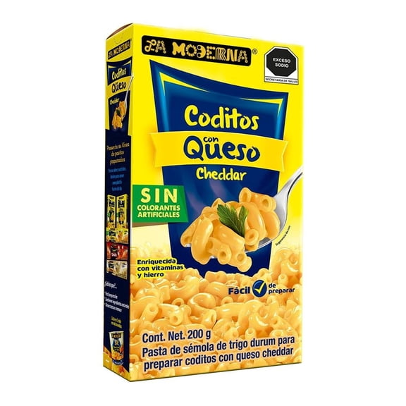 Coditos La Moderna con queso cheddar 200 g