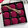 thumbnail image 3 of Elegant Velvet Christmas Balls - 9-Pack 10Cm Hanging Ornaments For Festive, 3 of 9