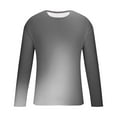 thumbnail image 5 of VSSSJ Long Sleeve Shirt for Men Relaxed Fit Casual Dressy Gradient Print Round Neck Streetwear Shirt Lightweight Comfortable Athletic Tops Gray L, 5 of 5