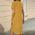 thumbnail image 3 of Casual Summer Dresses For Women Sevevn Women's Fashion Casual Solid Color Button Round-Neck Irregular Dress, 3 of 6