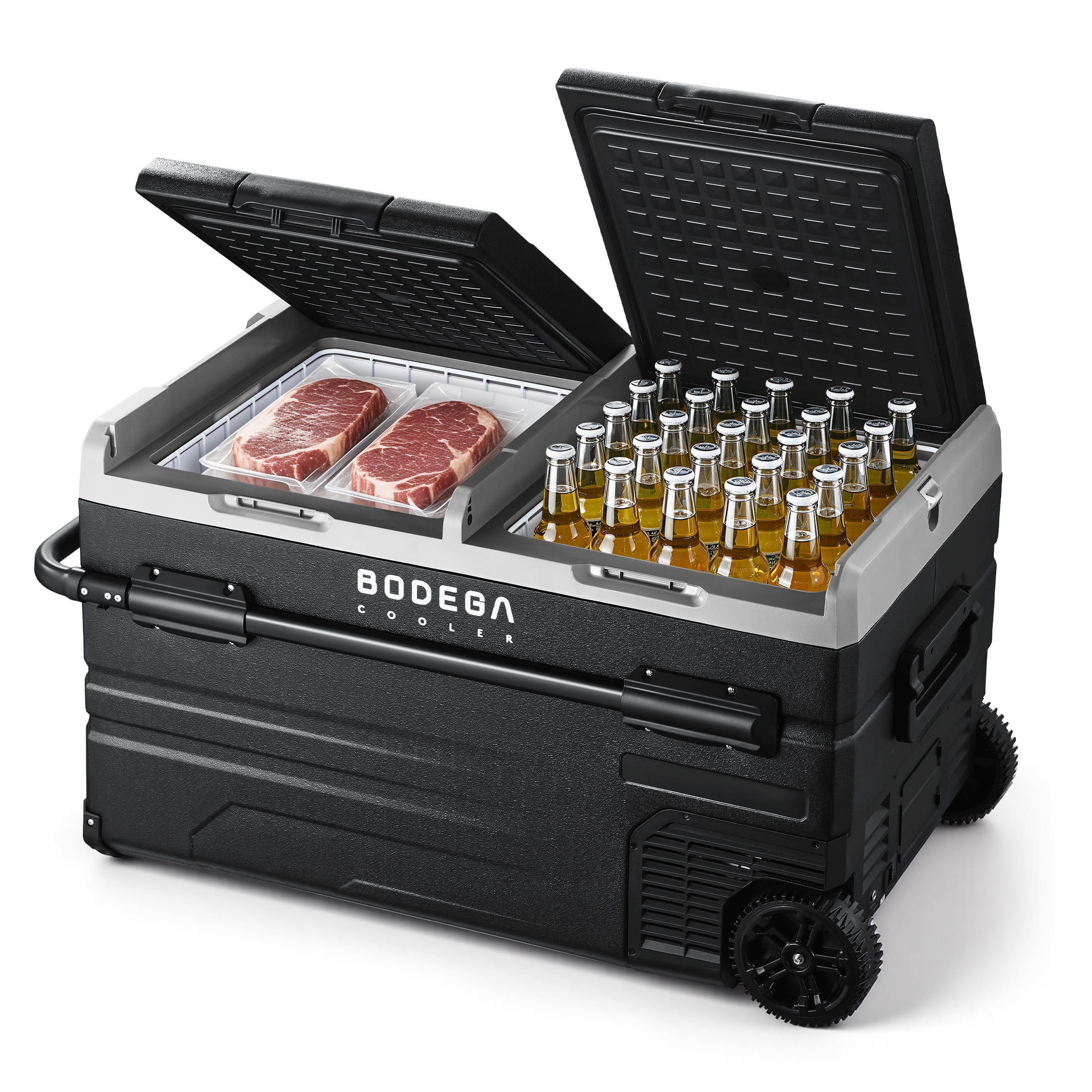 BODEGA 12V Car Refrigerator 121 Quart 115L Dual Zone Portable Freezer Cooler with WIFI App Control, -4℉ to 68℉, 12/24V DC & 100-240V AC, for Travel, Camping, RV & Outdoor Use