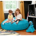 thumbnail image 3 of CC Home Furnishings Kids Cocoon Microsuede Bean Bag Chair - 48" - Aqua Blue, 3 of 8