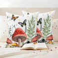 thumbnail image 3 of Mushroom Outdoor Waterproof Pillow Covers, Butterfly Botanical Star Country Plant White Decorative Square Throw Pillowcase Sofa Cushion Sham for Patio/Couch/Chair, 18"x18" 2 Pack, 3 of 8