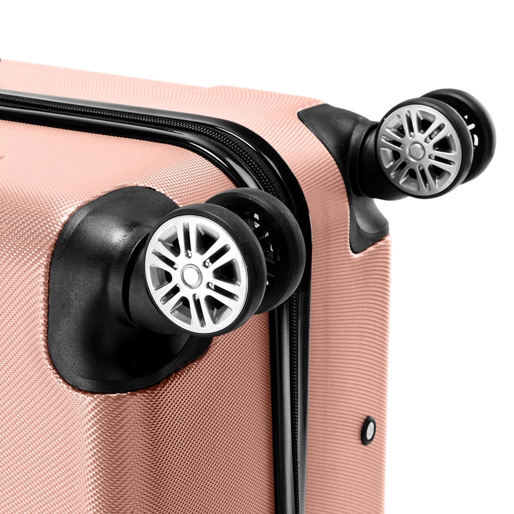 Luggage 3 Piece Set Suitcase, Airline Approved ABS Hardshell Luggage with Spinner Wheels, Carry on Lightweight Suitcase with Telescoping Handle, Large Capacity Traveling Storage Suitcase, Rose Gold