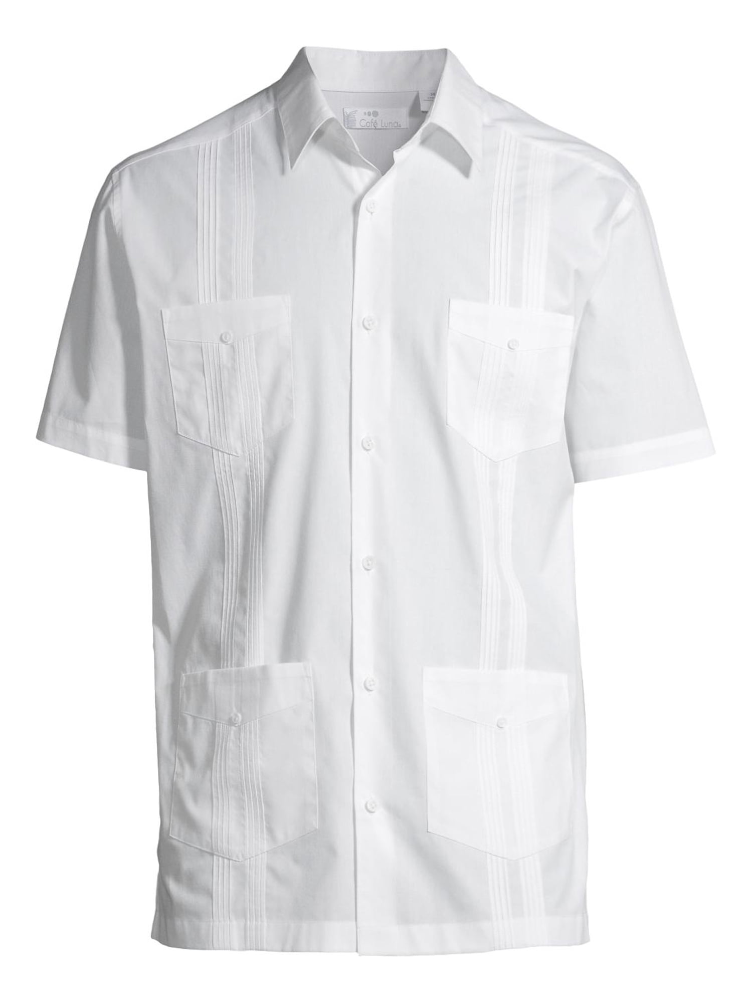 Cafe Luna Men's and Big Men's Cotton Blend Pintuck Short Sleeve Guayabera Shirt, Sizes S-5XL