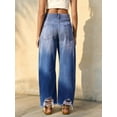 thumbnail image 2 of Women Barrel Leg Casual Jeans Loose Copped Ripped Denim Pants, 2 of 7